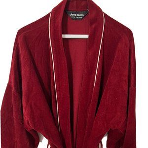 Vintage 70’s Velour Robe Pierre Cardin Loungewear Piping Smoking Robe One Size